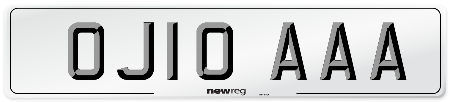 OJ10 AAA Number Plate from New Reg